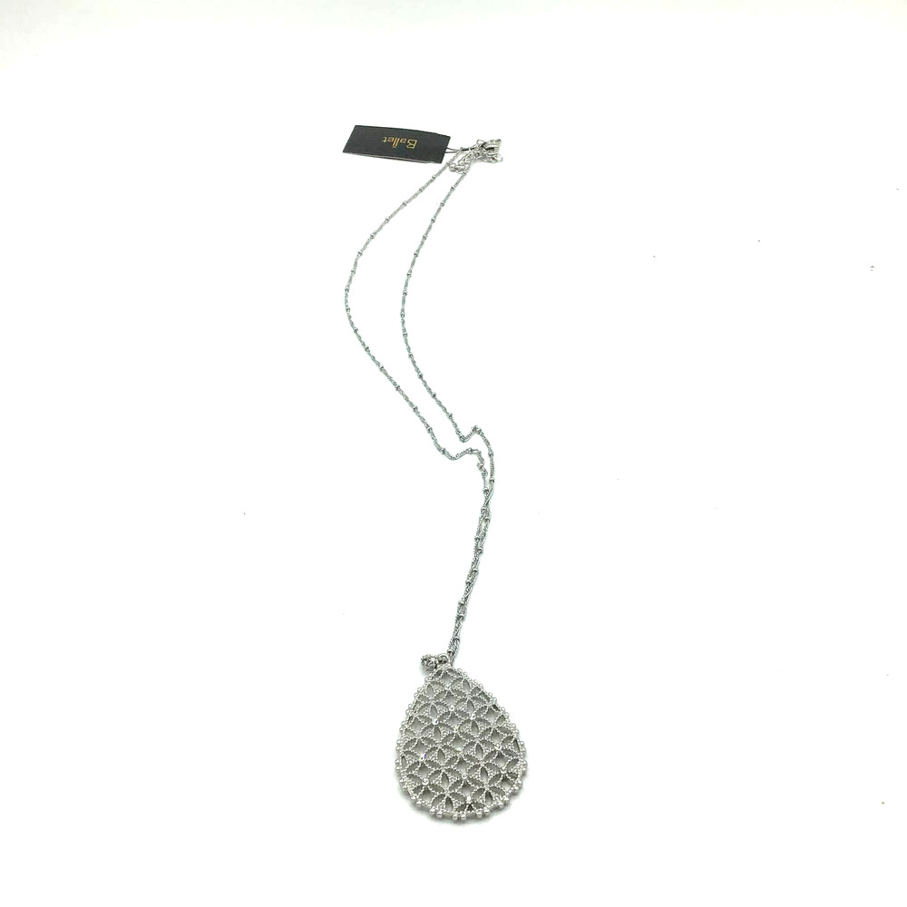 Ballet Silver Pendant Rhinestone Necklace - Picture 2 of 4